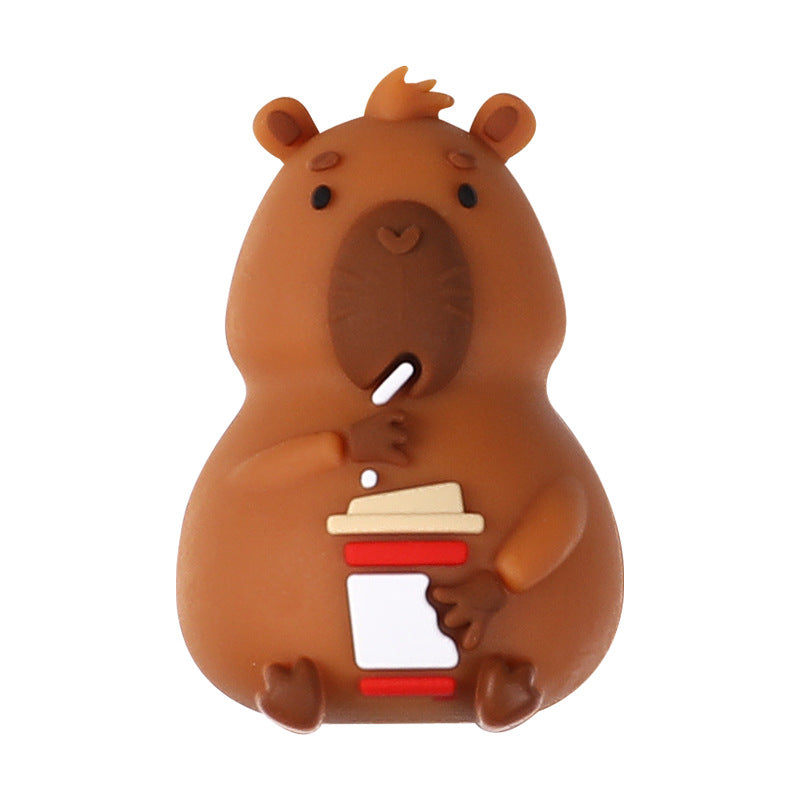Wholesale 20pcs/pack 3D Capybara Silicone Beads Accessories Animal Glue Beads